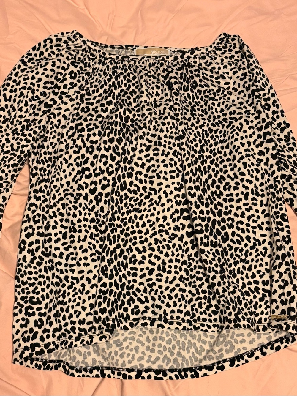 Michael Kors Black and Cream Animal Print Tunic Top